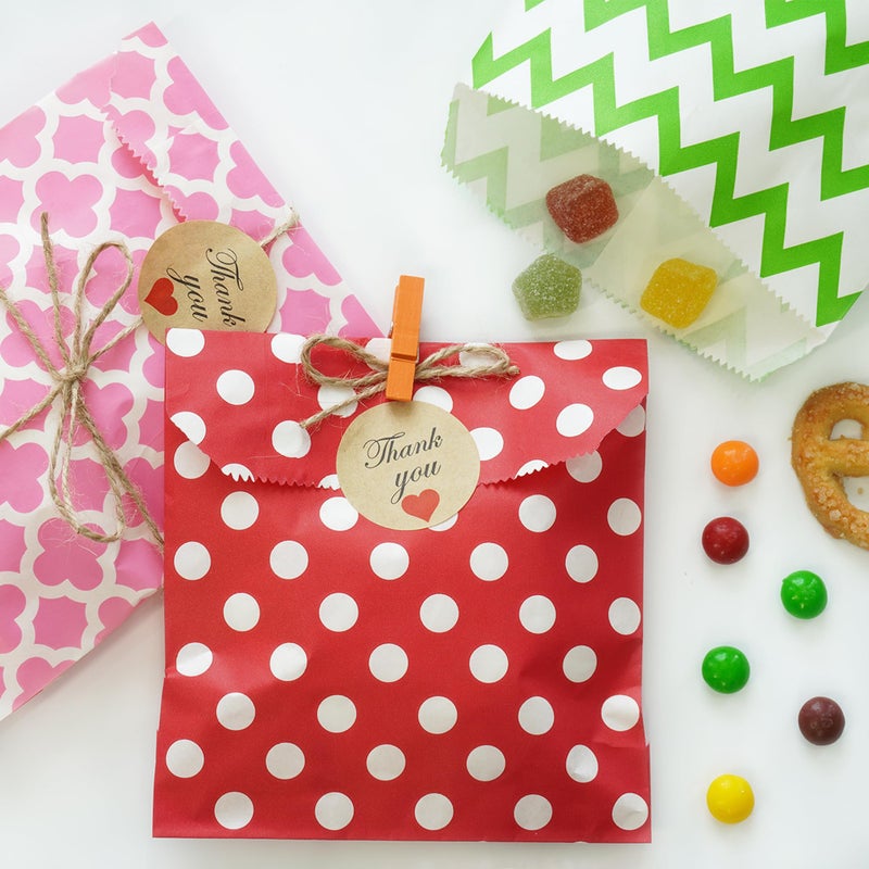 KEYYOOMY 100 Pcs Black Candy Buffet Bags - Small Polka Dot Paper Treat Bags for Wedding & Birthday Party (5 x 7 inch) - Image 4